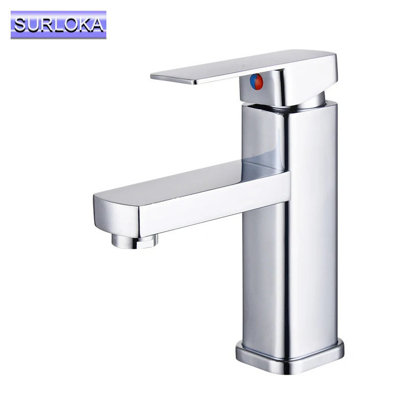 Квадратный хромированный кран для раковины смеситель ванной комнаты Широкий
