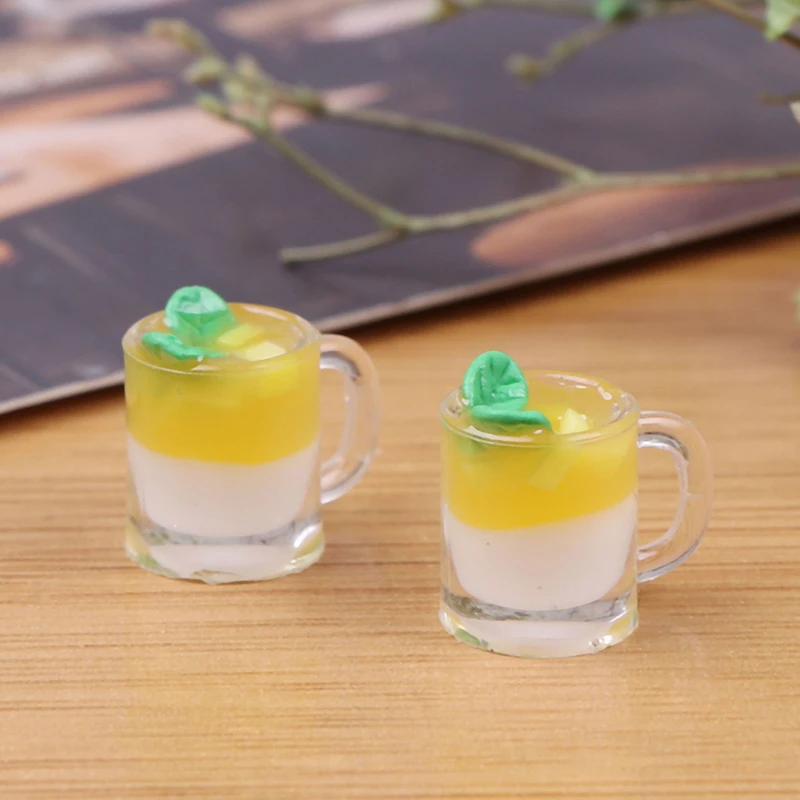 

1Pcs 1/12 Dollhouse Miniature Accessories Mini Mango Pudding Cup Simulation Food Model Toys for Doll House Decoration