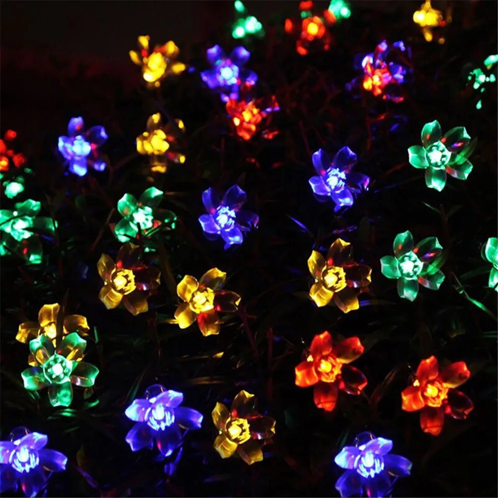Solar Powered 20/30/50 Led Cherry Blossoms String Lights Outdoor Waterproof for Garden Patio Christmas Tree | Лампы и освещение