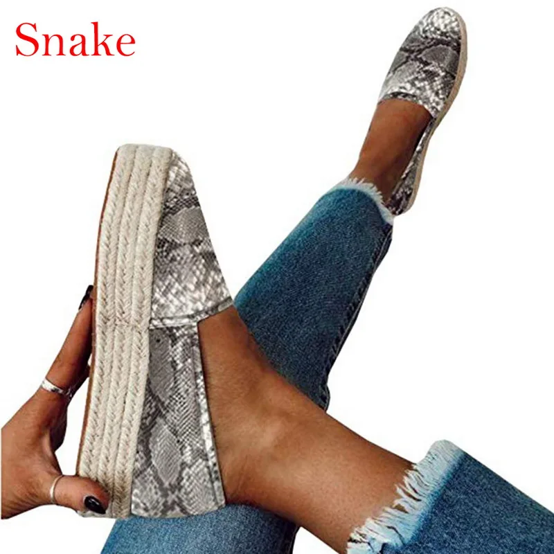 snake MoneRffi эспадрильи; женская обувь на плоской подошве; повседневная женская обувь без застежки; Лоферы без застежки на толстой подошве; женские эспадрильи; - Цвет: snake