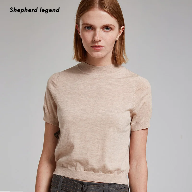 Весенне-летние женские шерстяные свитера пуловеры с круглым вырезом и короткими