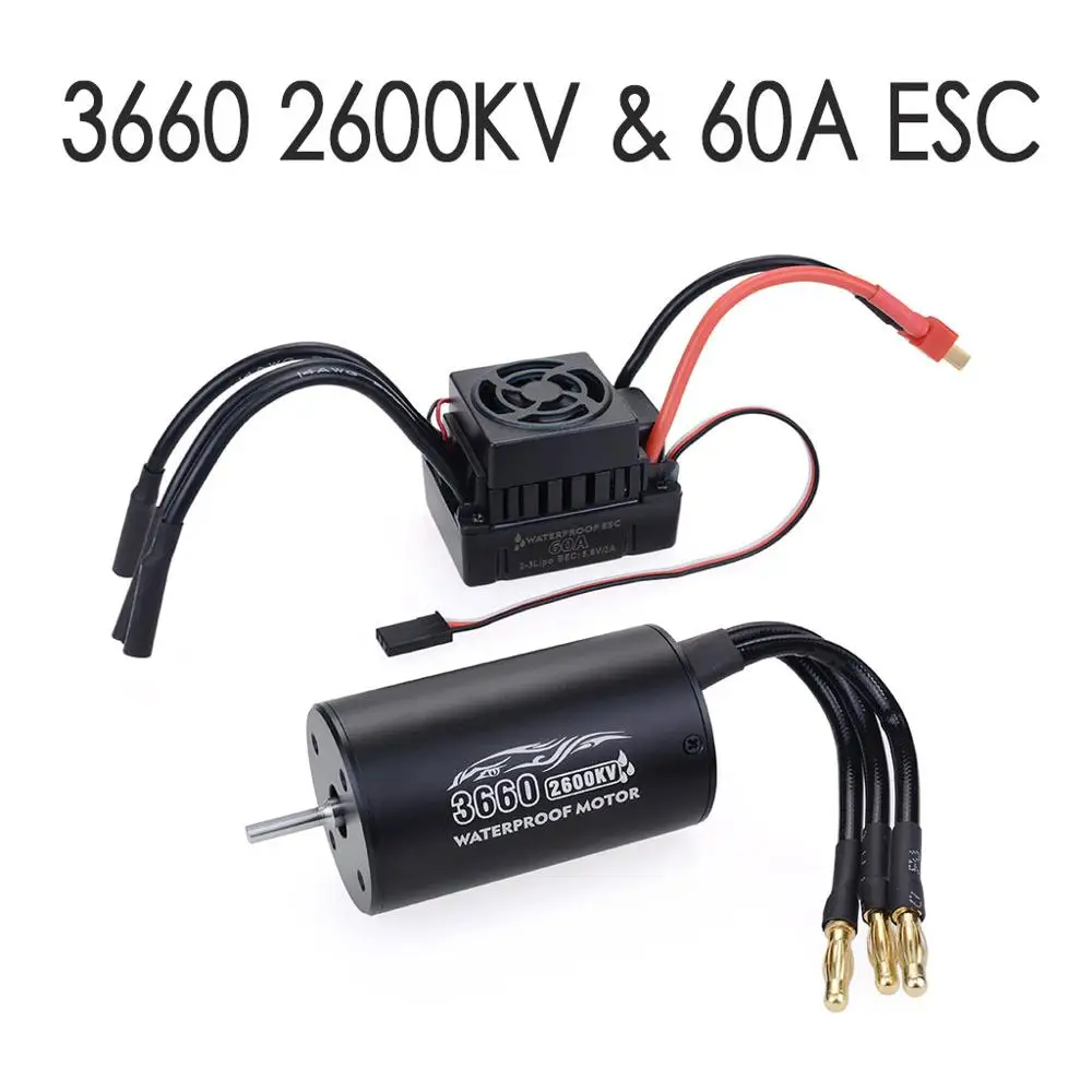 3660 2600KV 60A ESC RC автомобиль 1:10 Запчасти 3650 3660 F540 2300KV 2600KV 3100KV 3300KV 3900KV 4370KV бесщеточный мотор 60A ESC для Monster Грузовик Багги Baja - Цвет: 3660 2600KV 60A ESC