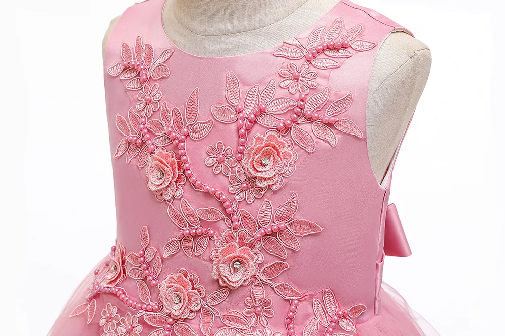 

Girl Dress Summer kid Clothing Solid Color Layered Fluffy Tulle Embroidery Sleeveless Tutu Skirt Princess Fashion Dress