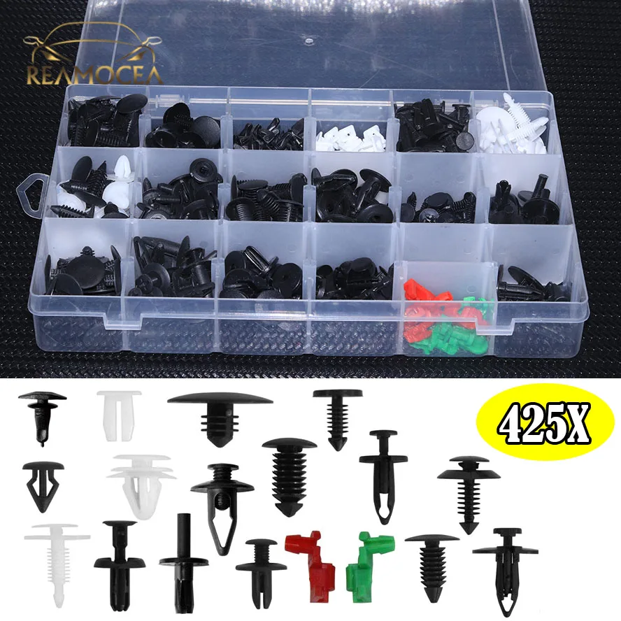 

Reamocea 425Pcs Car Door Bumper Body Retainer Assortment Clips Fastener Kit Auto Tailgate Handle Rod Tool Universal Fit For Ford
