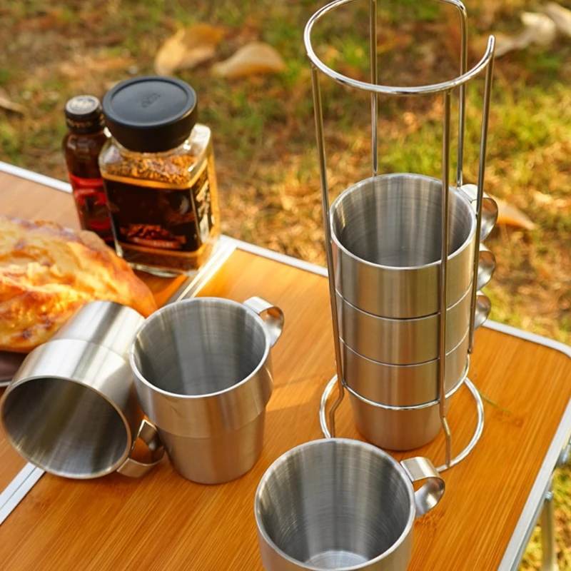 

4Pcs Non-magnetic Stainless Steel Coffee Tea Mug Cup Double Wall Camp Tumbler