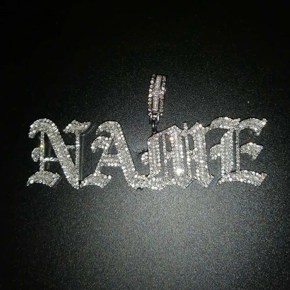 Ожерелье с кулоном именем на заказ старые английские готические шрифты