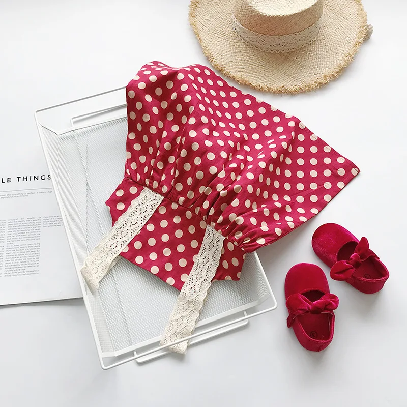 Платье для девочек лето 2020 новый стиль платье в горошек на бретельках детская