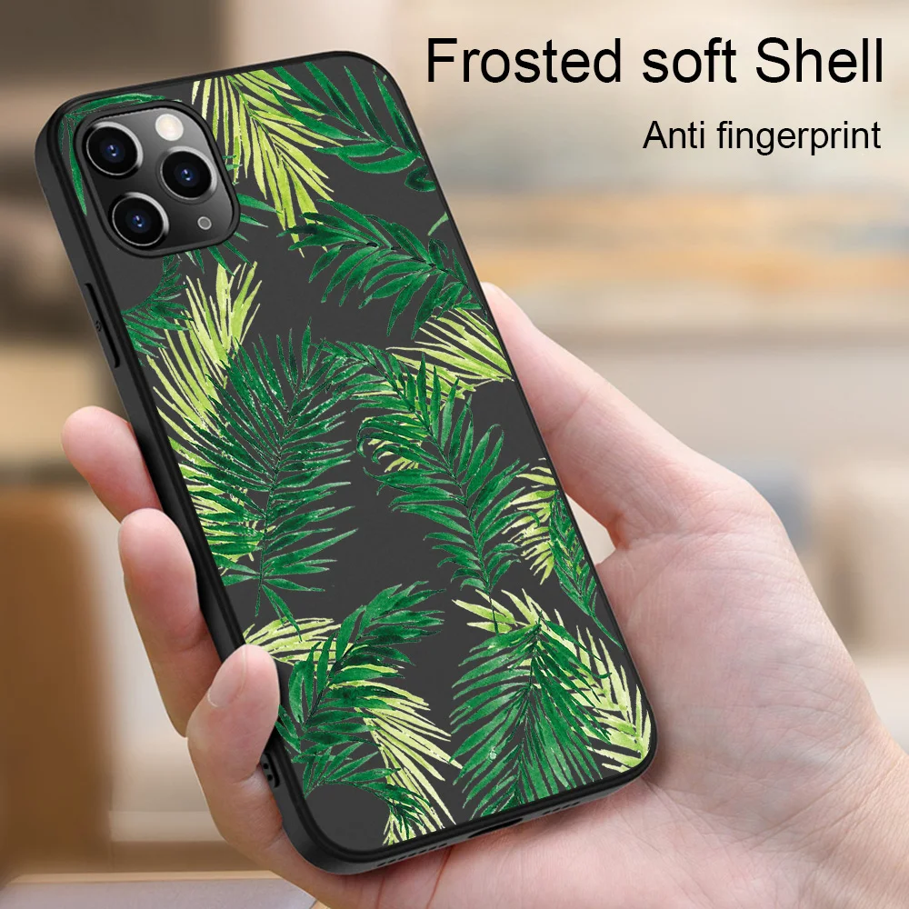 

Leaves Plant Phone Case For iPhone 11 12 Pro Max mini X XR XS Max 7 8 6S Plus SE 2020 Phone Cases Black Soft TPU Cover Coque