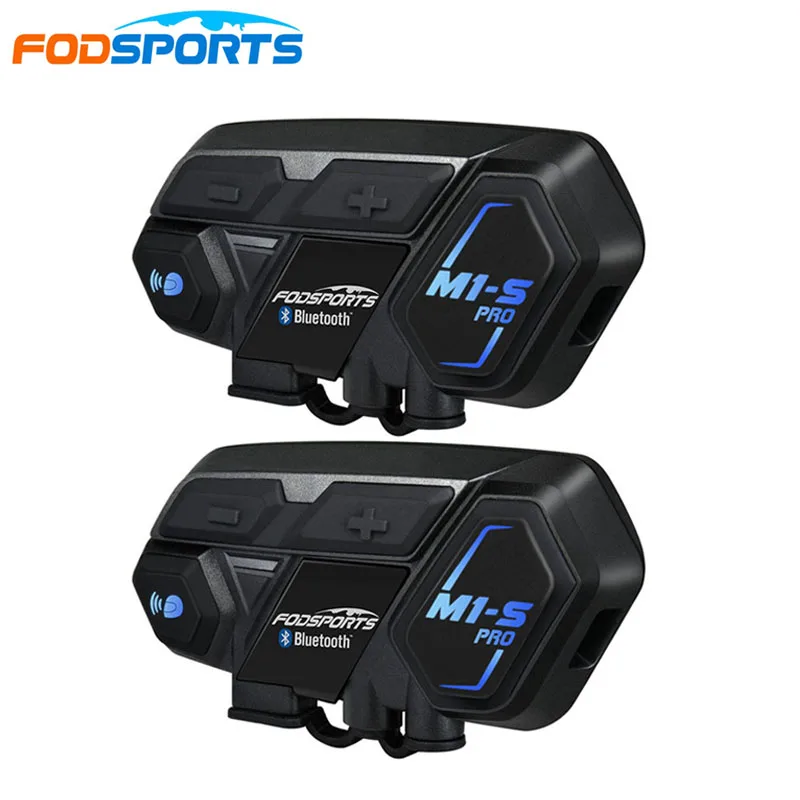 2 шт Fodsports BT мотоциклетная гарнитура, шлем, домофон, M1-S pro 8 Rider, 2000 м, для групповых разговоров, мото, Bluetooth, водонепроницаемый, переговорные