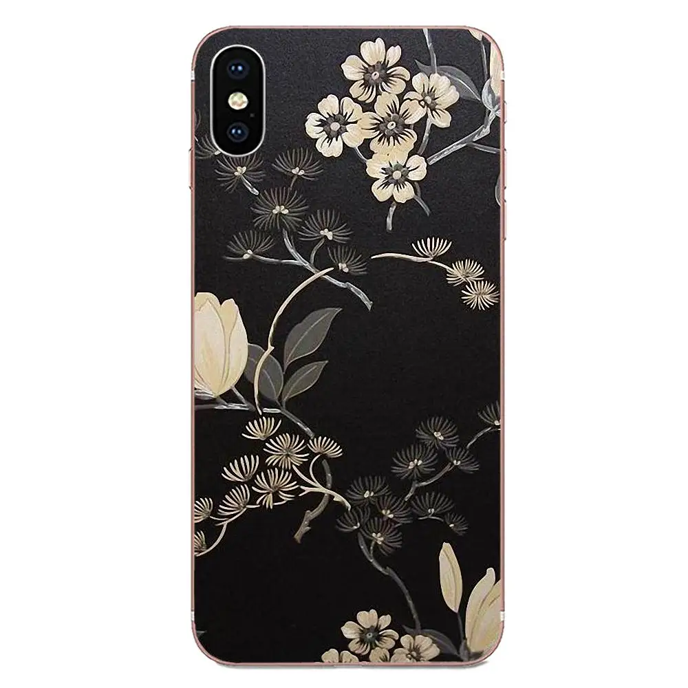 For LG K50 Q6 Q7 Q8 Q60 X Power 2 3 Nexus 5 5X V10 V20 V30 V40 Q Stylus Soft TPU Fashion Case Cover Dark Flower Texture Pattern | Мобильные