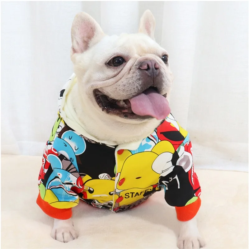 

Pop Cartoon Winter Warm Dog Clothes Cotton Hoodies Clothes for Small Medium Dogs Costumes Knitted Coat For French Bulldog Pug