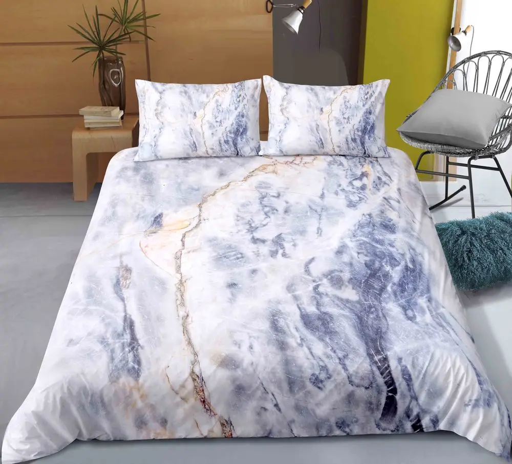 

Luxury Marble Lines Duvet Cover With Pillowcase 2/3PCS Single Double King Queen Bedding Set