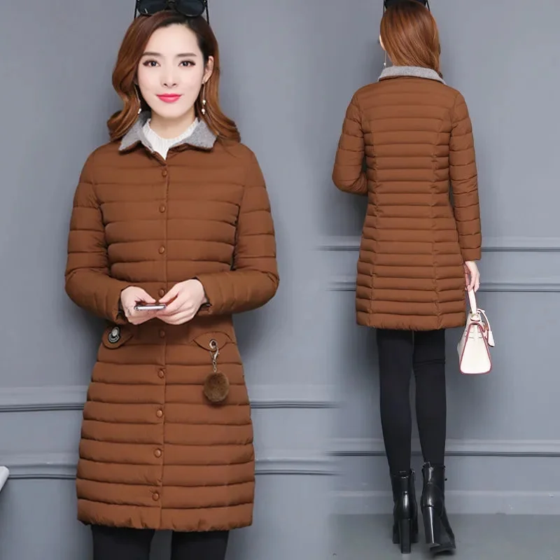 

Women Lightweight Down Cotton Jacket Mid-length 2021 Winter New Fashion Slim Cotton Clothes Coat Middle-aged Padded Jacket A30