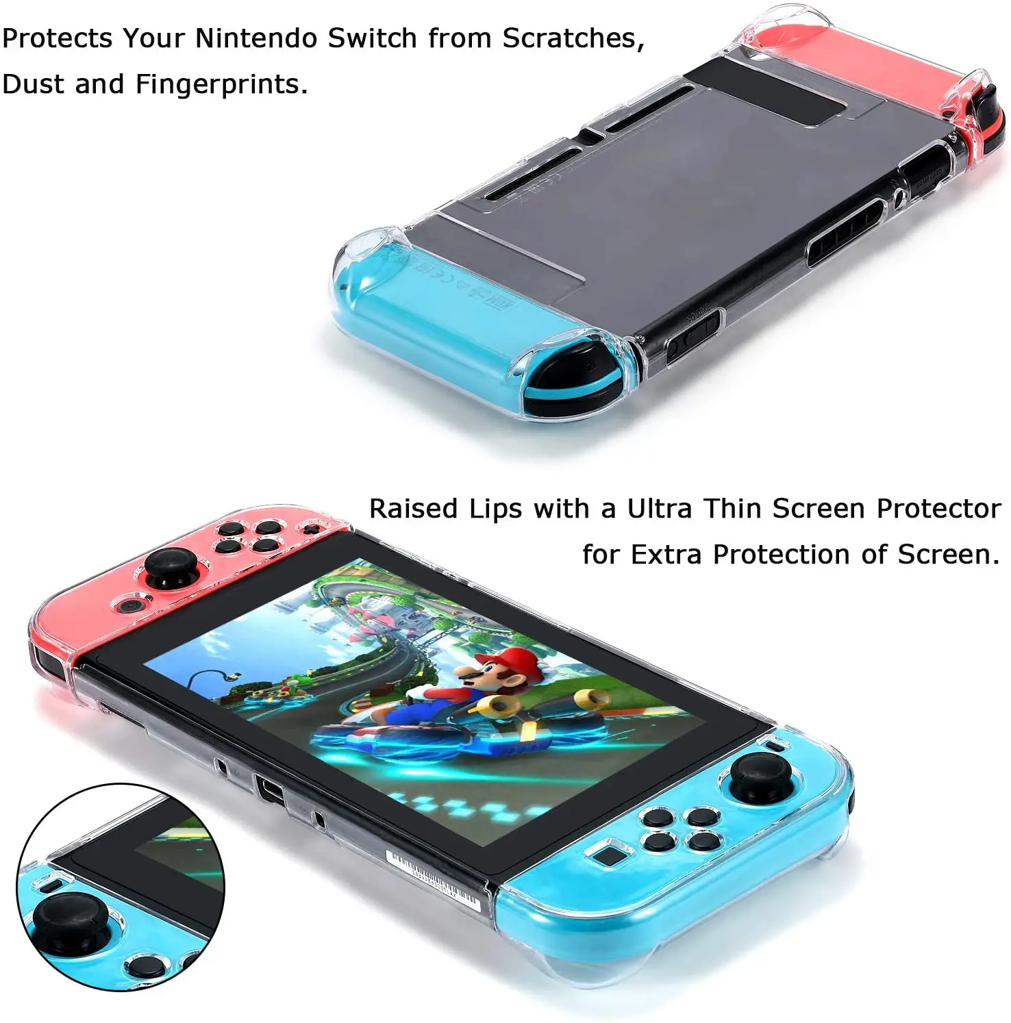 Прозрачный хрустальный чехол для Nintendo Switch ультратонкий ударопрочный защитный