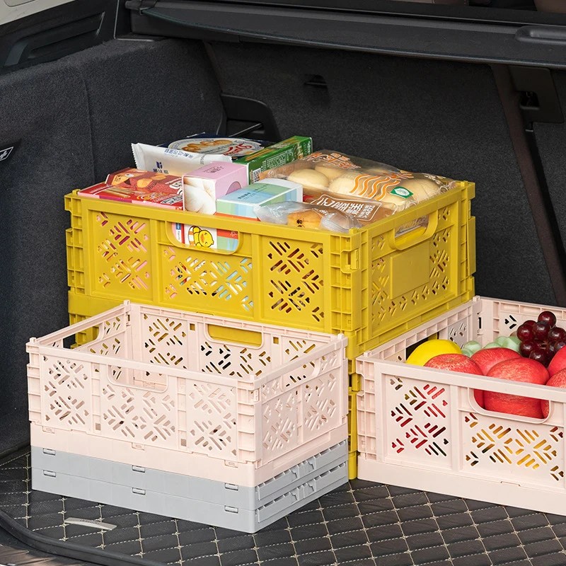 

S/M/L Foldable Plastic Storage Box Non-slip Stackable Space Saving Multi-function Storage Basket Kitchen Accessories Hot