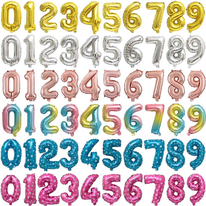 16 дюймов Большой Фольга на день рождения воздушные шары гелиевые шара с цифрой