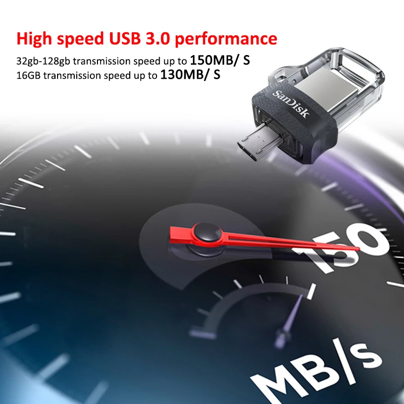 100% оригинальная SanDisk карта памяти sdd3 OTG флеш-накопитель 32 Гб Флешка 64 128 ГБ микро USB