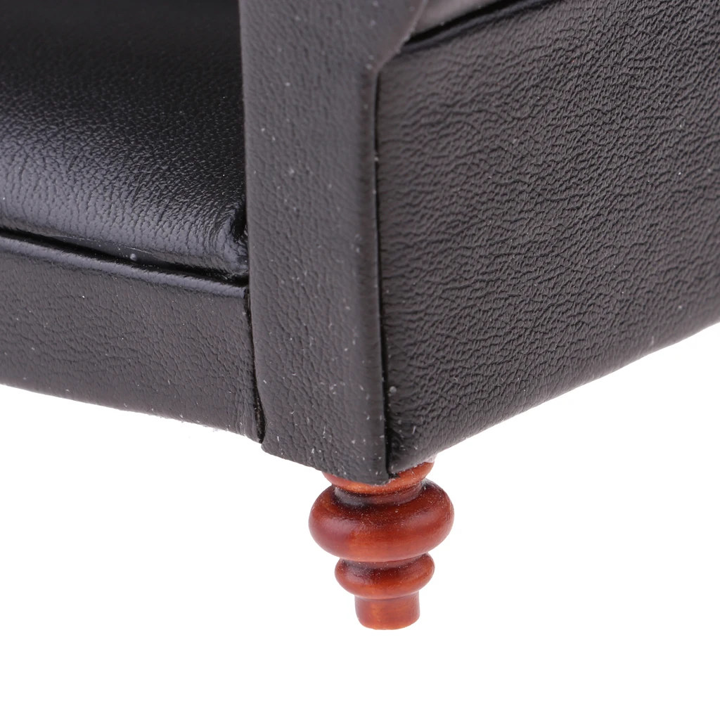

1/12 Scale Miniature Leather Long Sofa Couch Chair Dollhouse Living Room