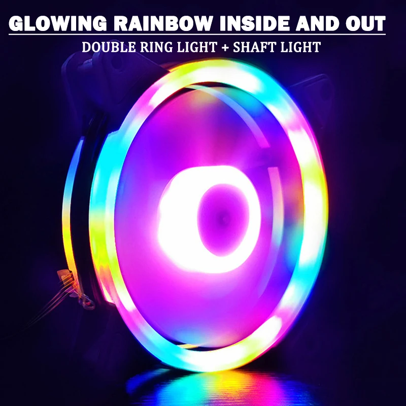 Вентилятор охлаждения для чехла компьютера 120 мм 3 контакта цветной синий красный