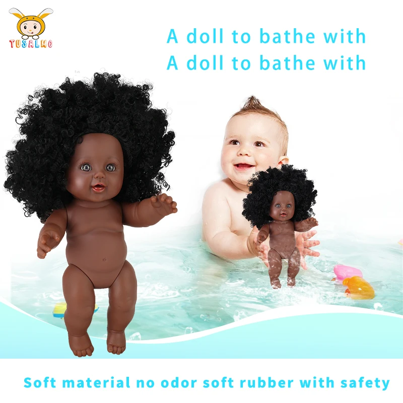 

hair black doll afro long hair 30cm 12inch reborn boneca pop dolls baby newborn full silicone baby doll alive toy poupee