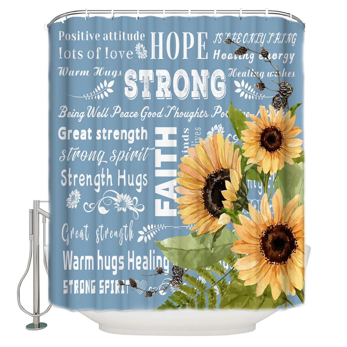 Warm Embrace Positive Energy Therapy Shower Curtain Bathroom Decor Fabric Farmhouse | Дом и сад