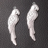 10pcs silver plated parrot charms pet pendants necklace earrings charm diy gift for animal lovers 5215mm a510
