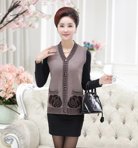 Женский кардиган 2019 без рукавов вязаный свитер жилет шерсть однобортный женский