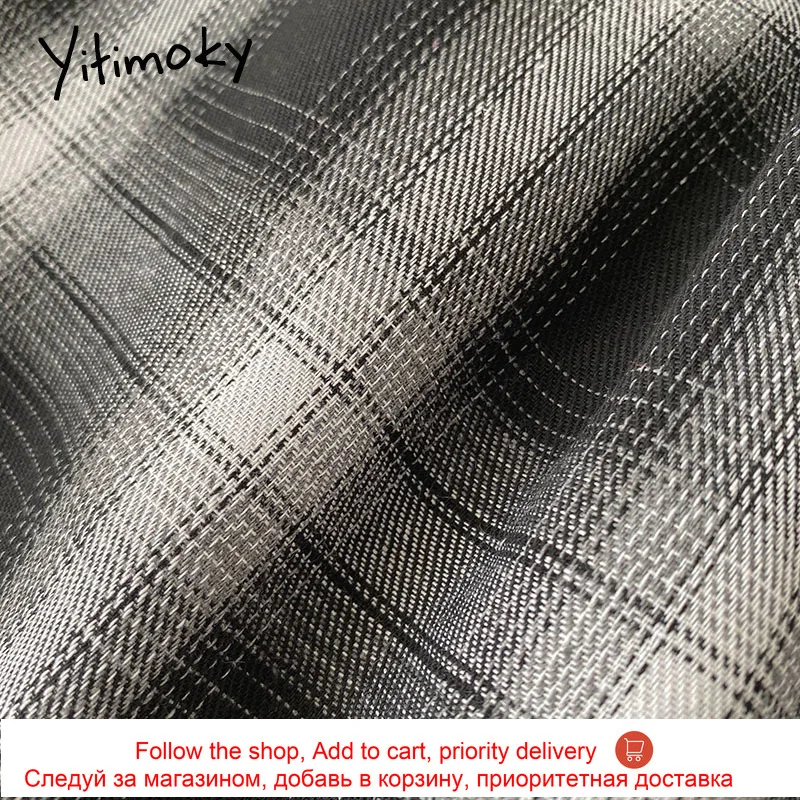 

Yitimoky Plaid Shorts For Women Elastic High Waist Black Sweatshorts Loose Wide Leg Pants Fashion Casual 2021 Summer New Korean