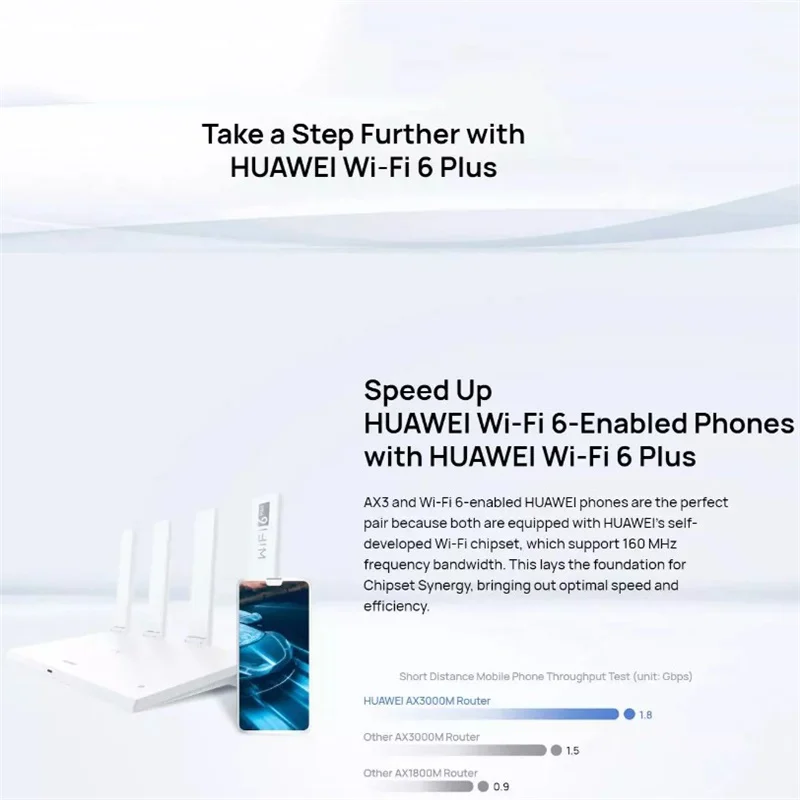 

Huawei WIFI AX3 128MB+128MB WiFi 6+ 3000Mbps Dual-core 5G 2.4GHz Wireless Router 1.2G CPU