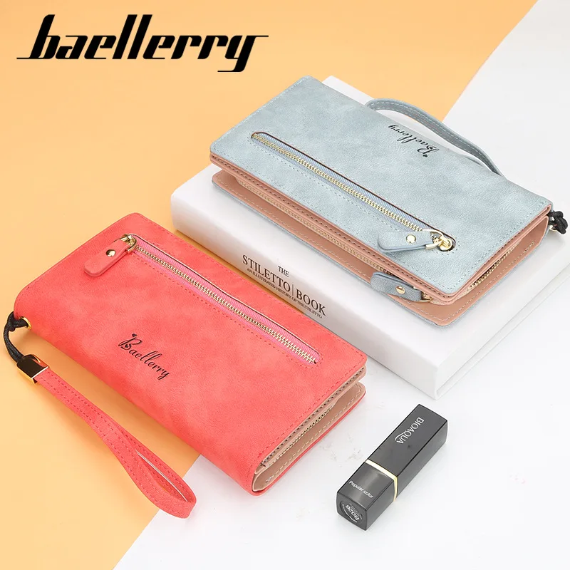 Baellerry, винтажный кошелек, клатч для телефона, женский кошелек, женский кожаный кошелек на молнии, длинный держатель для карт, женский кошелек