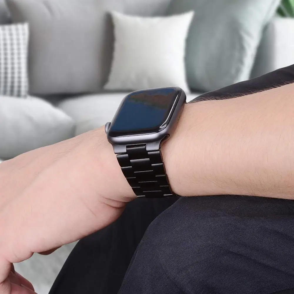 Роскошный металлический ремешок для Apple watch band 44 мм 40 42 38 316L браслет из нержавеющей