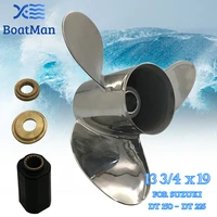outboard propeller 13 34x19 for suzuki engine 150 225 hp stainless steel 15 tooth splines outlet boat parts ss13 3400 019