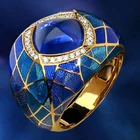 Женское кольцо с сапфиром, элегантное свадебное кольцо с сапфировым стеклом, ювелирное украшение для годовщины, подарок невесте