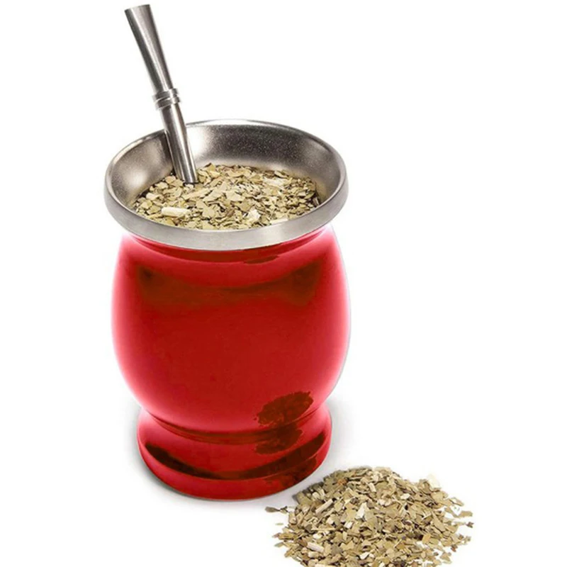 

Yerba Mate Gourd Set Double-Wall Stainless Steel Mate Tea Cup and Bombilla Set