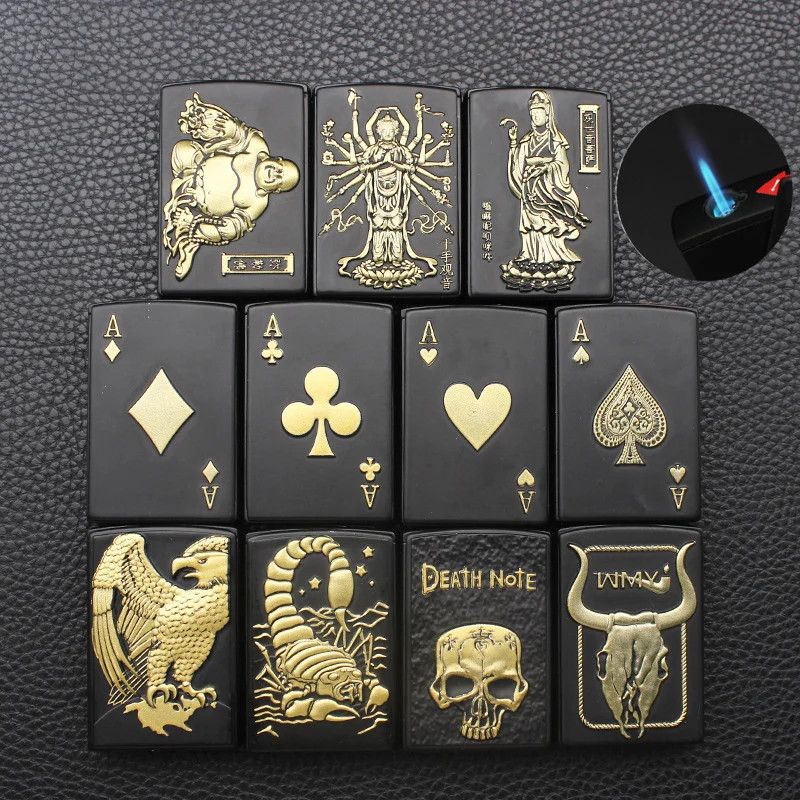 

Creative Personality Metal Skull Poker Lighter, Windproof Torch Butane Gas Inflatable Lighter, Cigarette Accessories Men’s Gift