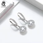 ORSA JEWELS, Настоящее серебро 925 пробы, весенние серьги-подвески с пряжкой, женские серьги из серебра 925 пробы, прозрачные круглые серьги AAAA CZ, ювелирные изделия, SE243