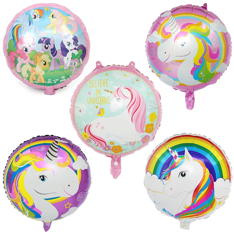 18 дюймов Единорог круглая алюминиевая воздушный шарик из фольги в форме детский