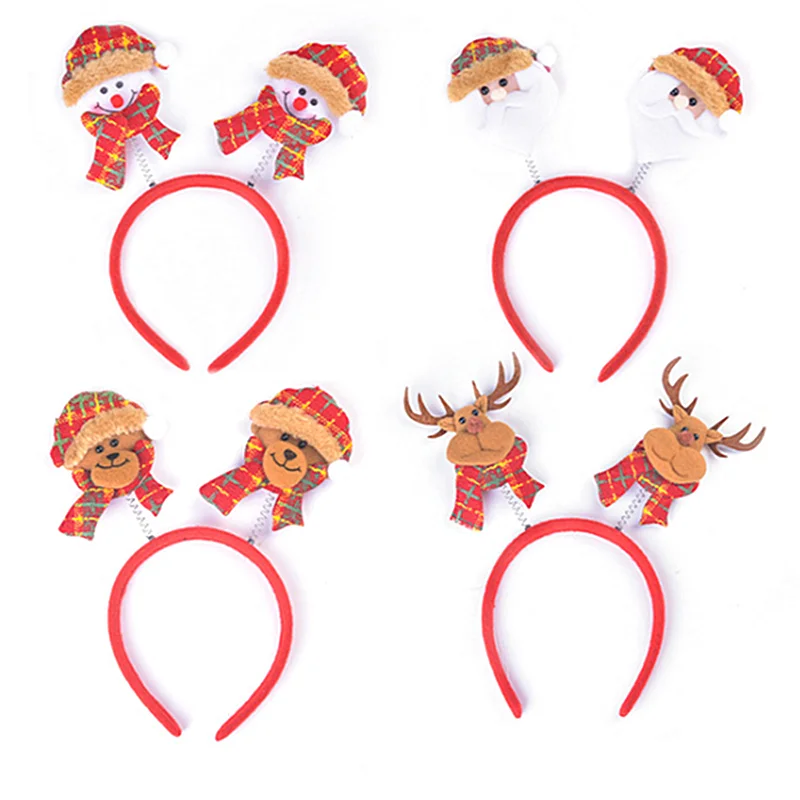 

2021 Children Adult Cartoon Cute Snowman Santa Claus Hairband Christmas Head Hoop X-mas Hair Band Christmas Gift Party Supplies