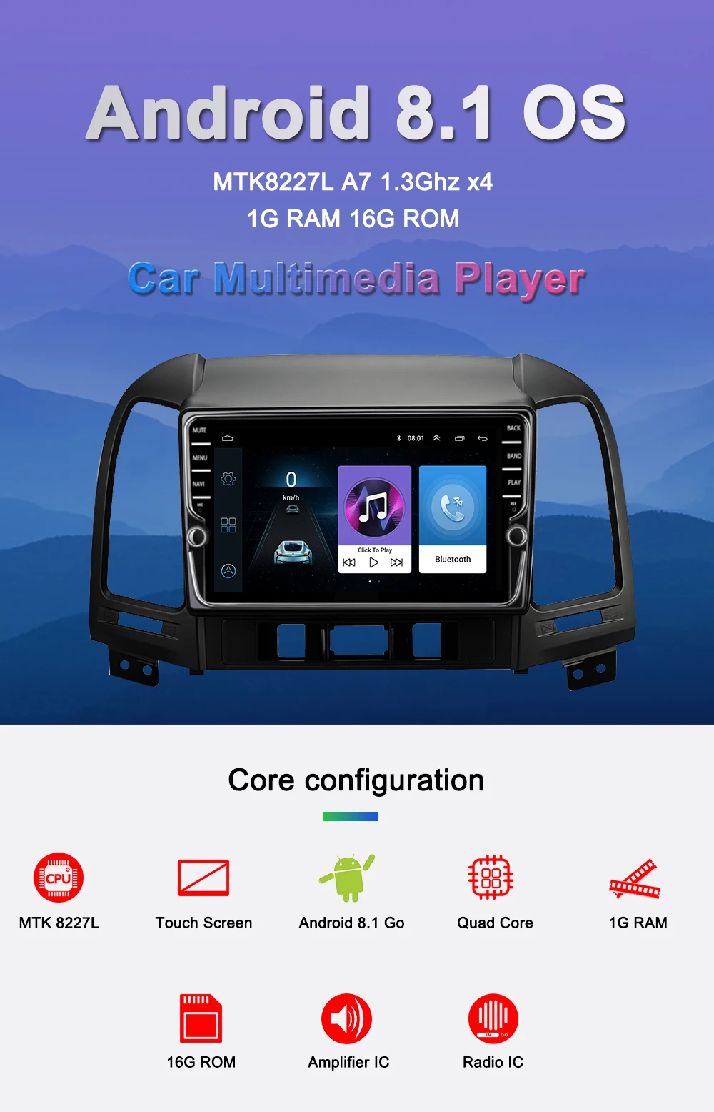 Navivox Android 8,1 2 din " Автомобильный Радио мультимедийный плеер для hyundai Santa Fe 2005-2012 dvd gps навигация navi стерео DSP