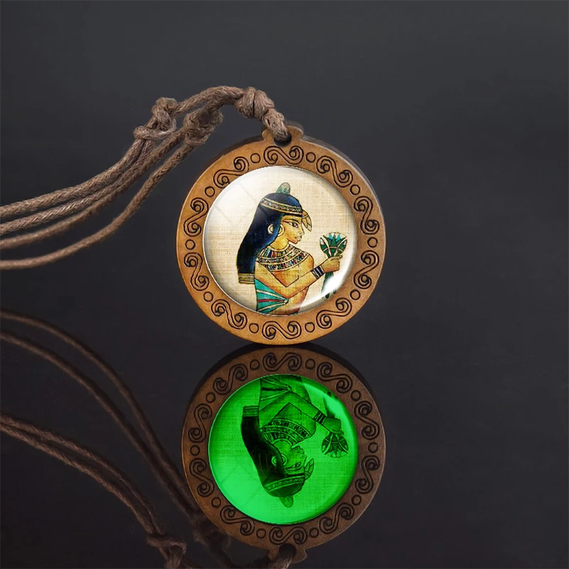 Светящееся древнеегипетское деревянное ожерелье Фараона Ретро Сфинкс анубисов