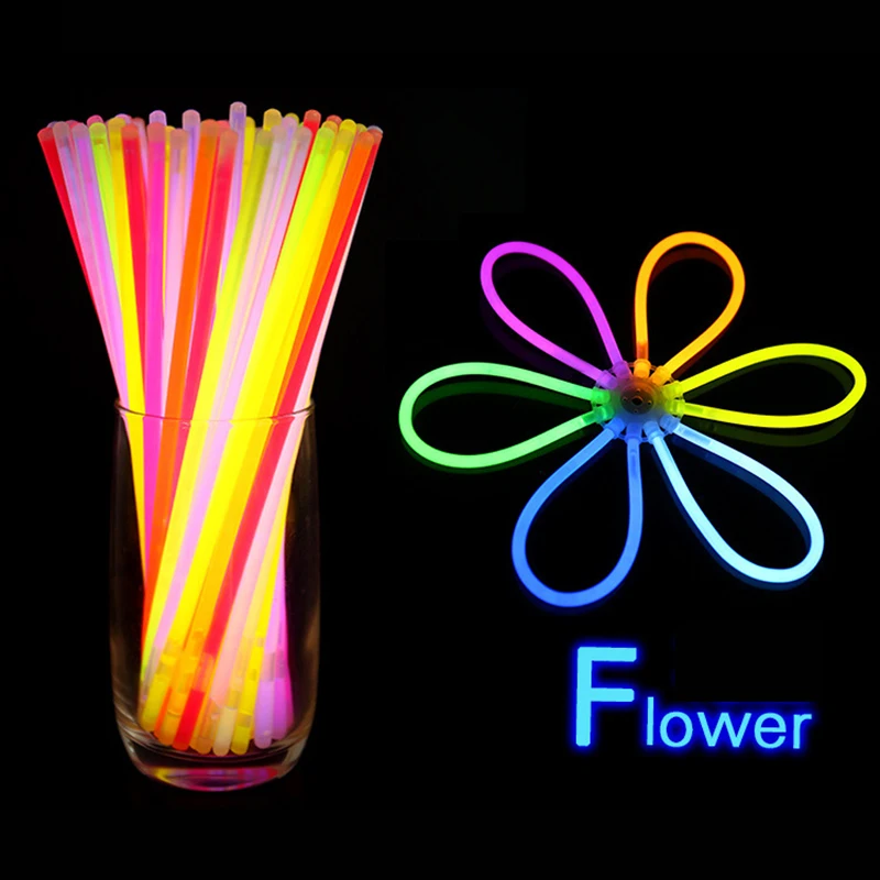 100 шт. светящиеся в темноте флуоресцентные браслеты ожерелья вечерние