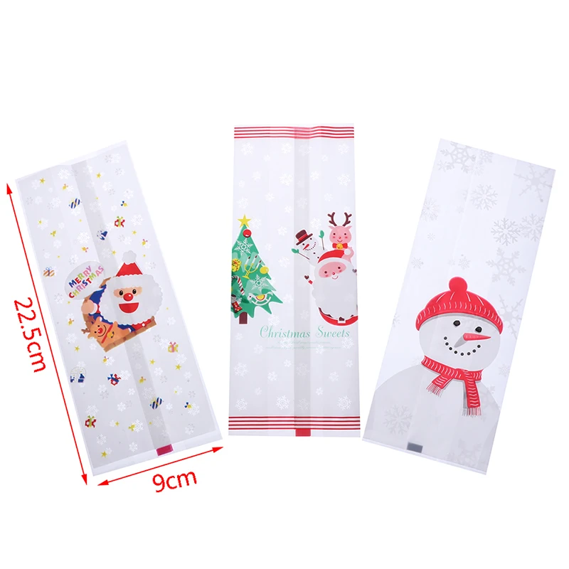 50 шт Рождественская сумка целлофановый печенье Счастливого Рождества мешочек