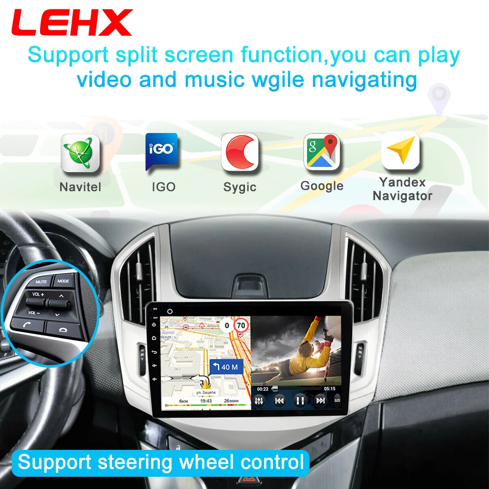 Автомагнитола LEHX Puls Android 10 8 ядер Wi-Fi мультимедийный видеоплеер для Chevrolet Cruze 2012-2015