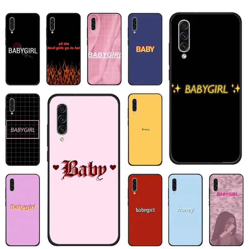 babygirl honey line Text Phone Case For Samsung galaxy S note 7 8 9 10 20 fe edge A 6 10 20 30 50 51 70 lite plus Soft Silicone