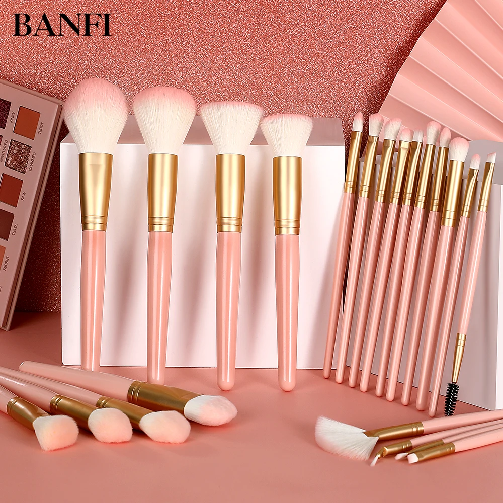 

BANFI 22pcs Pink Series Makeup Brushes Set Eyeshadow Foundation Cosmetics Powder Eyebrow Brush Blending Beauty Make Up Tools Kit