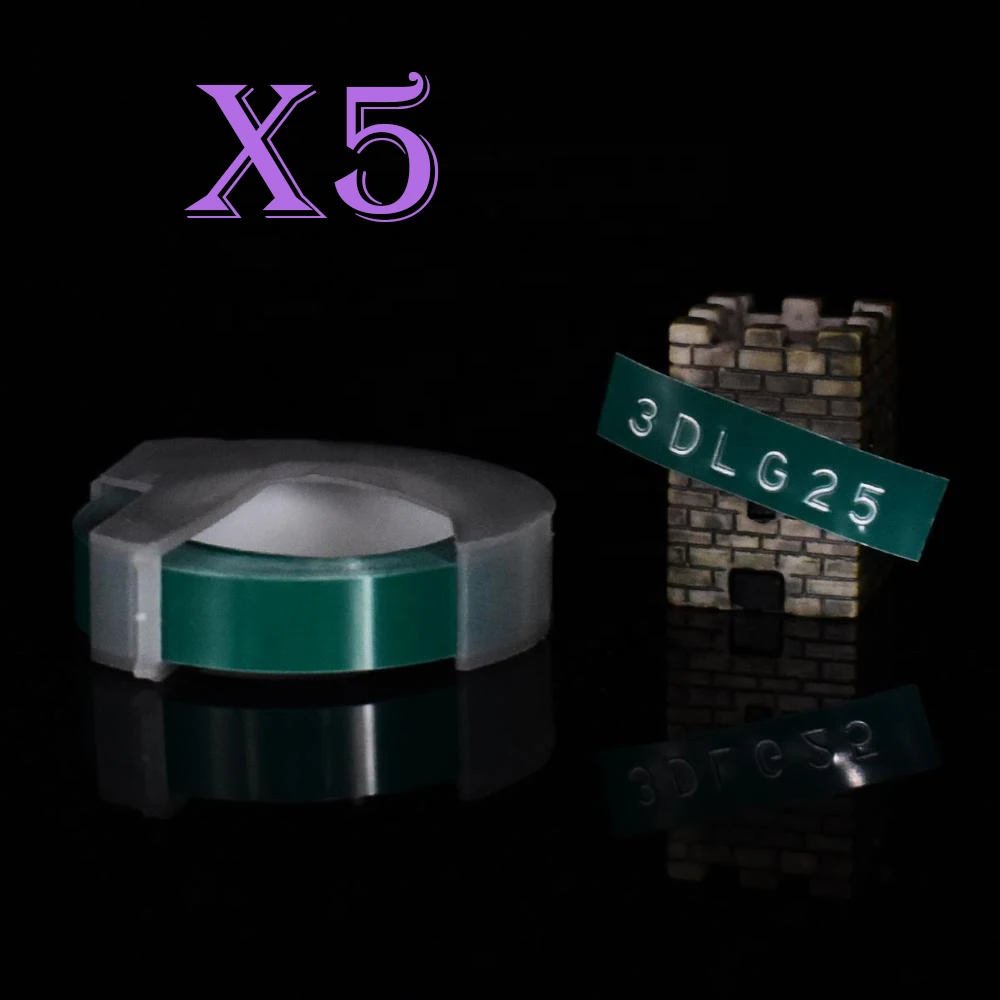 Lake green Многоцветный 5 рулонов 3D 9 мм ПВХ тиснение этикеток лента совместимый с dymo 1610 12965 ручной принтер этикеток для Motex E101 производитель этикеток - Цвет: Lake green