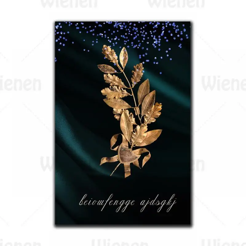 

Nordic Gold Leaf Poster Home Decor Living Room Mural Olive Branch Ginkgo Plant Painting Canvas Painting Wall Art Starry Picture