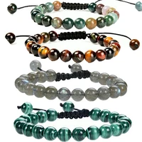 beads bracelet for men natural tiger eye moonstone stone bracelet chakra healing energy macrame bracelets for women men jewelry