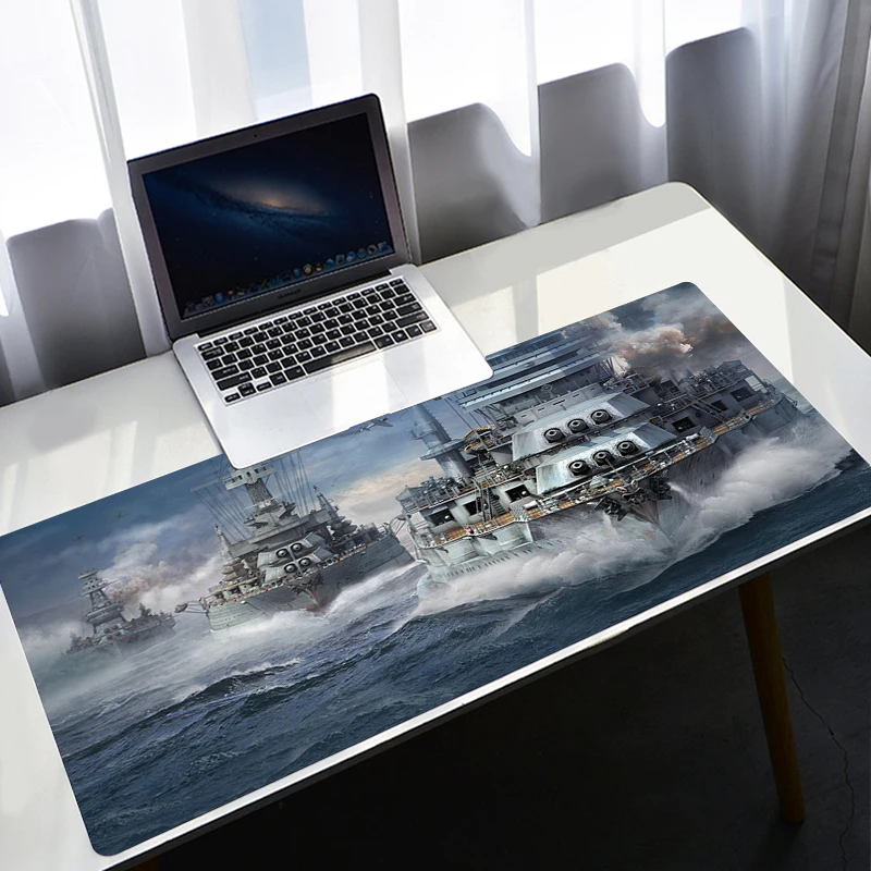 Большой игровой коврик для мыши World of warship с застежкой по краям клавиатуры