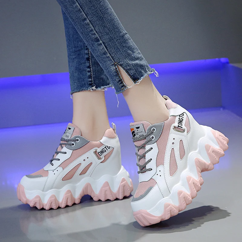 Кроссовки на танкетке 10 см/3 9 дюйма модная женская обувь массивные кроссовки